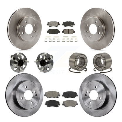 Hub Bearing Brake Rotor & Pad Front Rear Kit (10Pc) For 2012-2017 Hyundai Accent