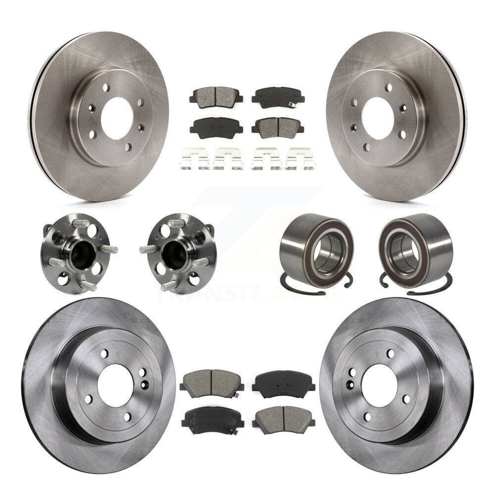 Hub Bearing Assembly Disc Brake Rotor And Pads Front Rear Kit (10Pc) For Kia Rio