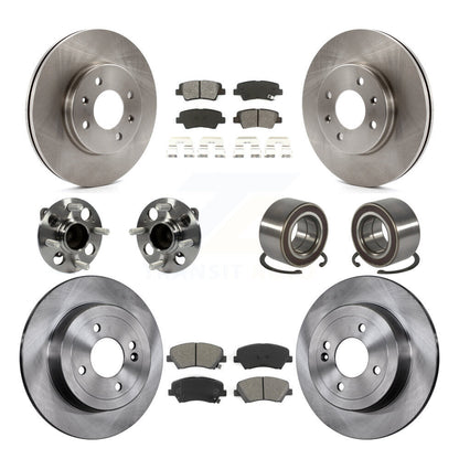 Hub Bearing Assembly Disc Brake Rotor And Pads Front Rear Kit (10Pc) For Kia Rio