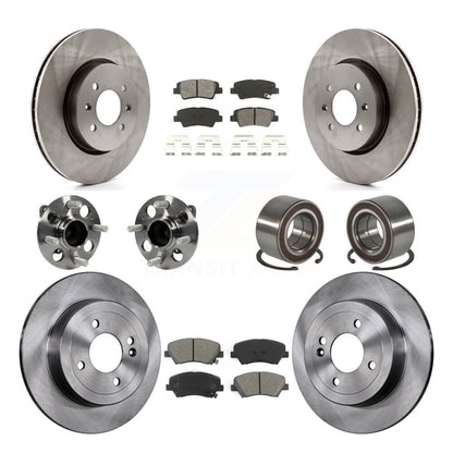 Hub Bearing Assembly Disc Brake Rotor And Pads Front Rear Kit (10Pc) For Kia Rio