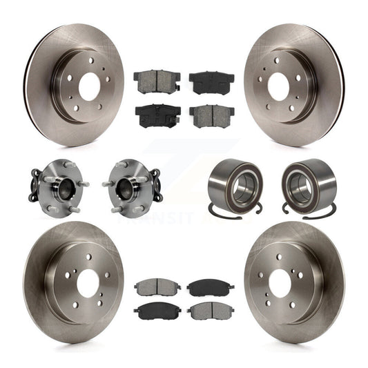 Hub Bearing Brake Rotor & Pad Front Rear Kit (10Pc) For 2008-2013 Suzuki SX4 FWD