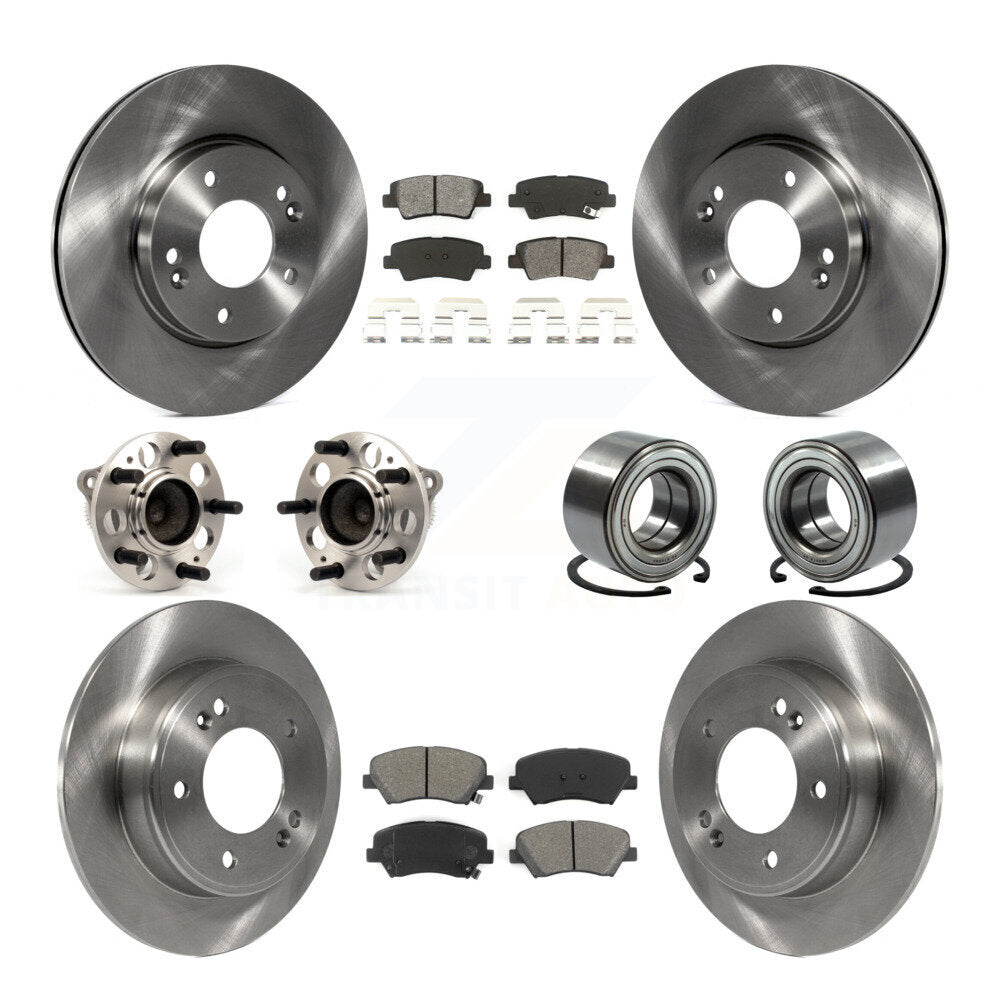 Hub Bearing Brake Rotor And Pad Front Rear Kit (10Pc) For Hyundai Elantra GT Kia
