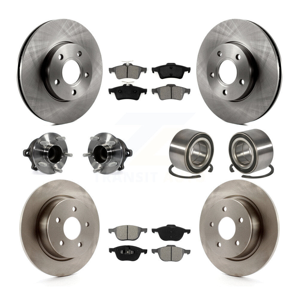 Wheel Hub Bearing Disc Brake Rotor And Pads Front Rear Kit (10Pc) For Ford C-Max