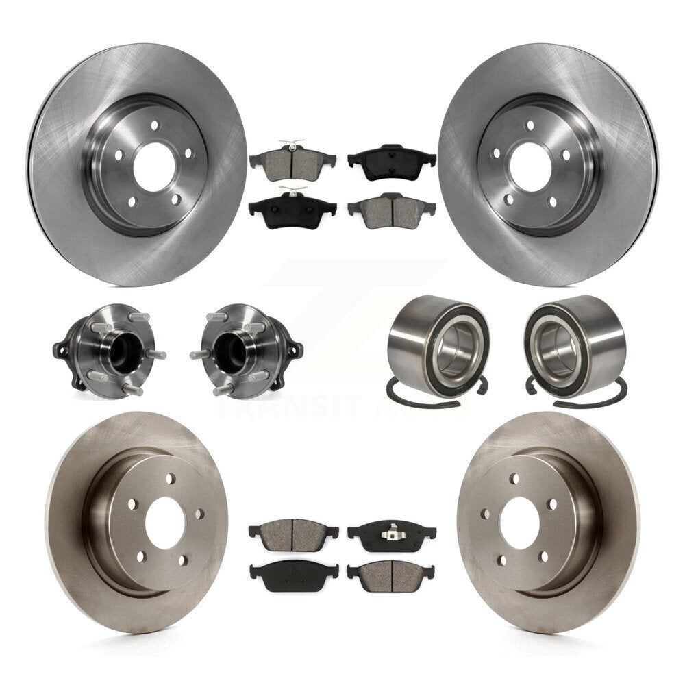 Hub Bearing Brake Rotor Pads Front Rear Kit (10Pc) For Ford Escape FWD with 2.0L