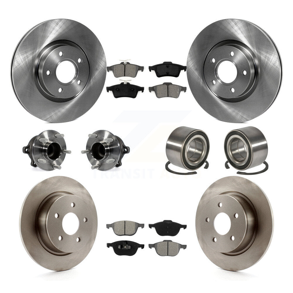 Hub Bearing Disc Brake Rotor And Pad Front Rear Kit (10Pc) For Ford Escape C-Max