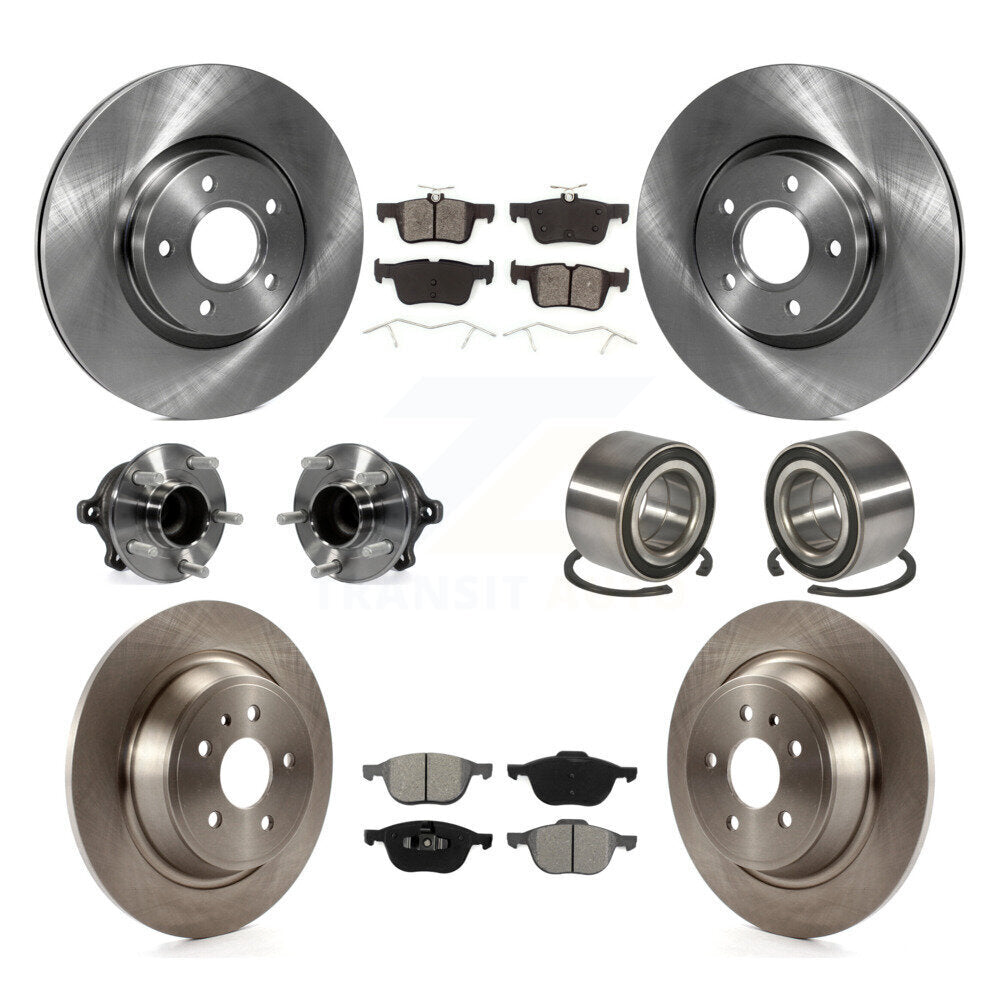 Wheel Hub Bearing Disc Brake Rotor And Pad Front Rear Kit (10Pc) For Ford Escape