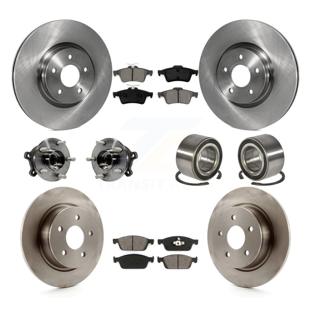 Wheel Hub Bearing Disc Brake Rotor And Pad Front Rear Kit (10Pc) For Ford Escape