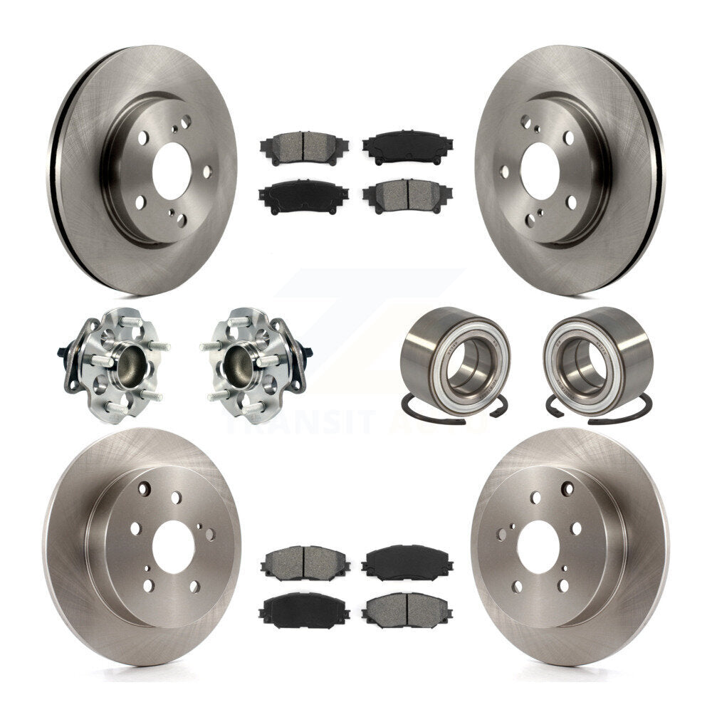 Hub Bearing Brake Rotor & Pad Front Rear Kit (10Pc) For 2017-2018 Toyota Prius V