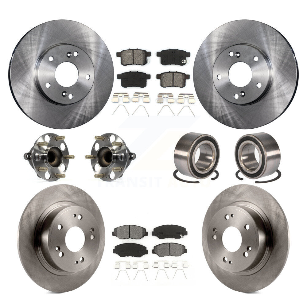 Hub Bearings Disc Brake Rotors And Pads Front Rear Kit (10Pc) For Honda Accord