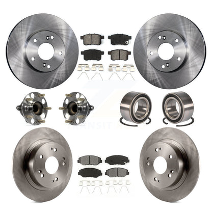 Hub Bearings Disc Brake Rotors And Pads Front Rear Kit (10Pc) For Honda Accord