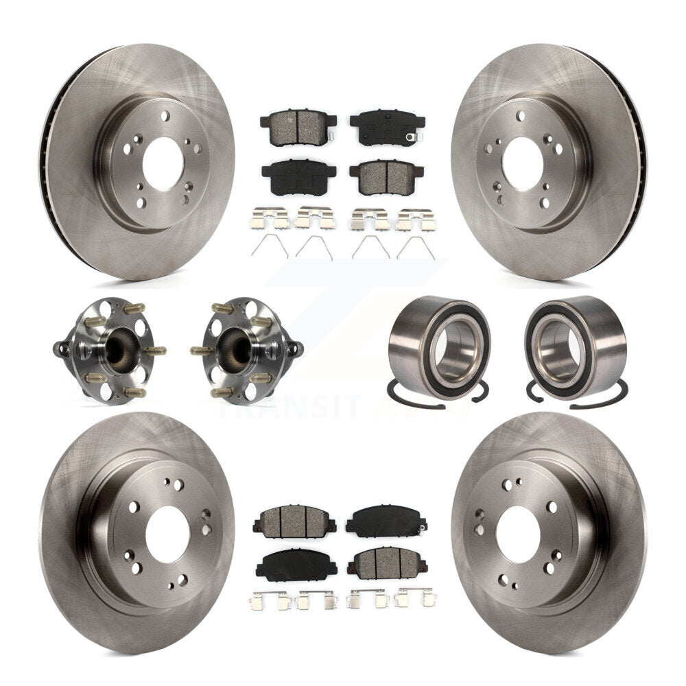 Hub Bearings Disc Brake Rotors And Pads Front Rear Kit (10Pc) For Honda Accord