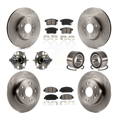Hub Bearings Disc Brake Rotors And Pads Front Rear Kit (10Pc) For Honda Accord
