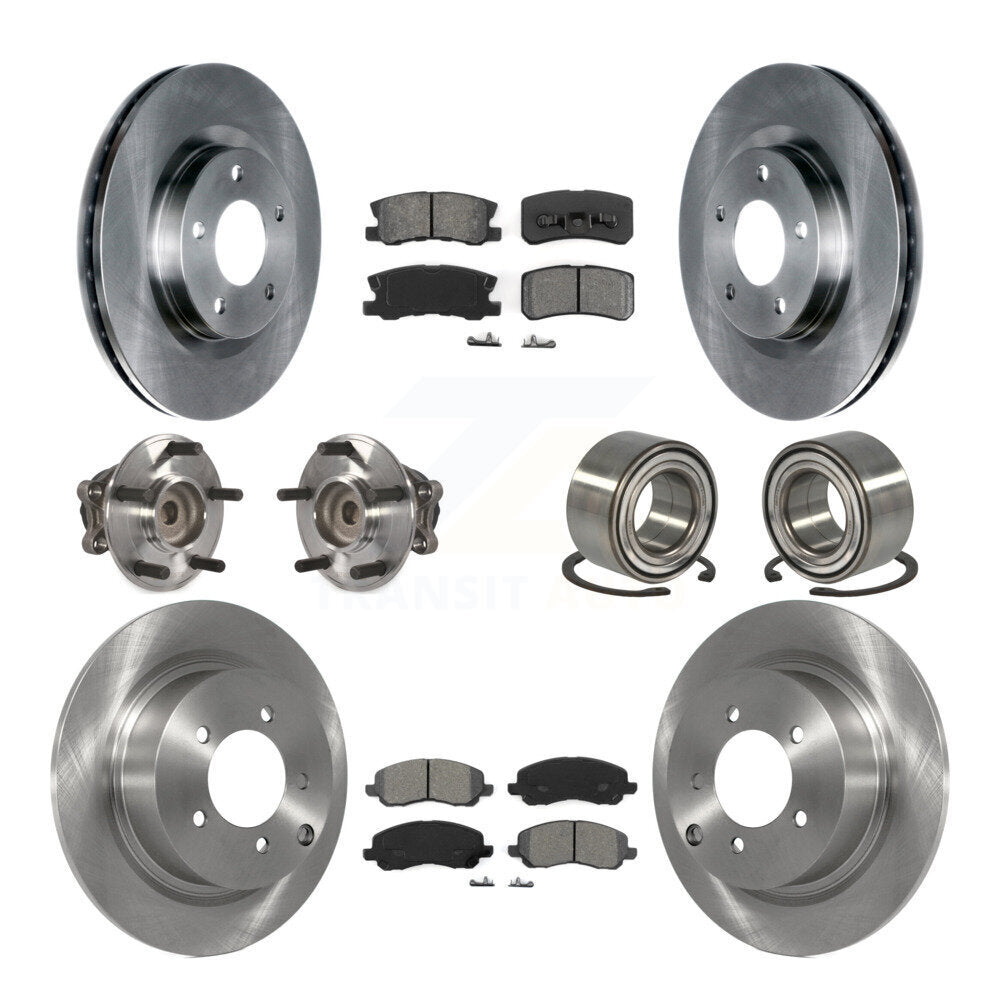 Hub Bearing Brake Rotor & Pads Front Rear Kit (10Pc) For 2012 Mitsubishi RVR FWD