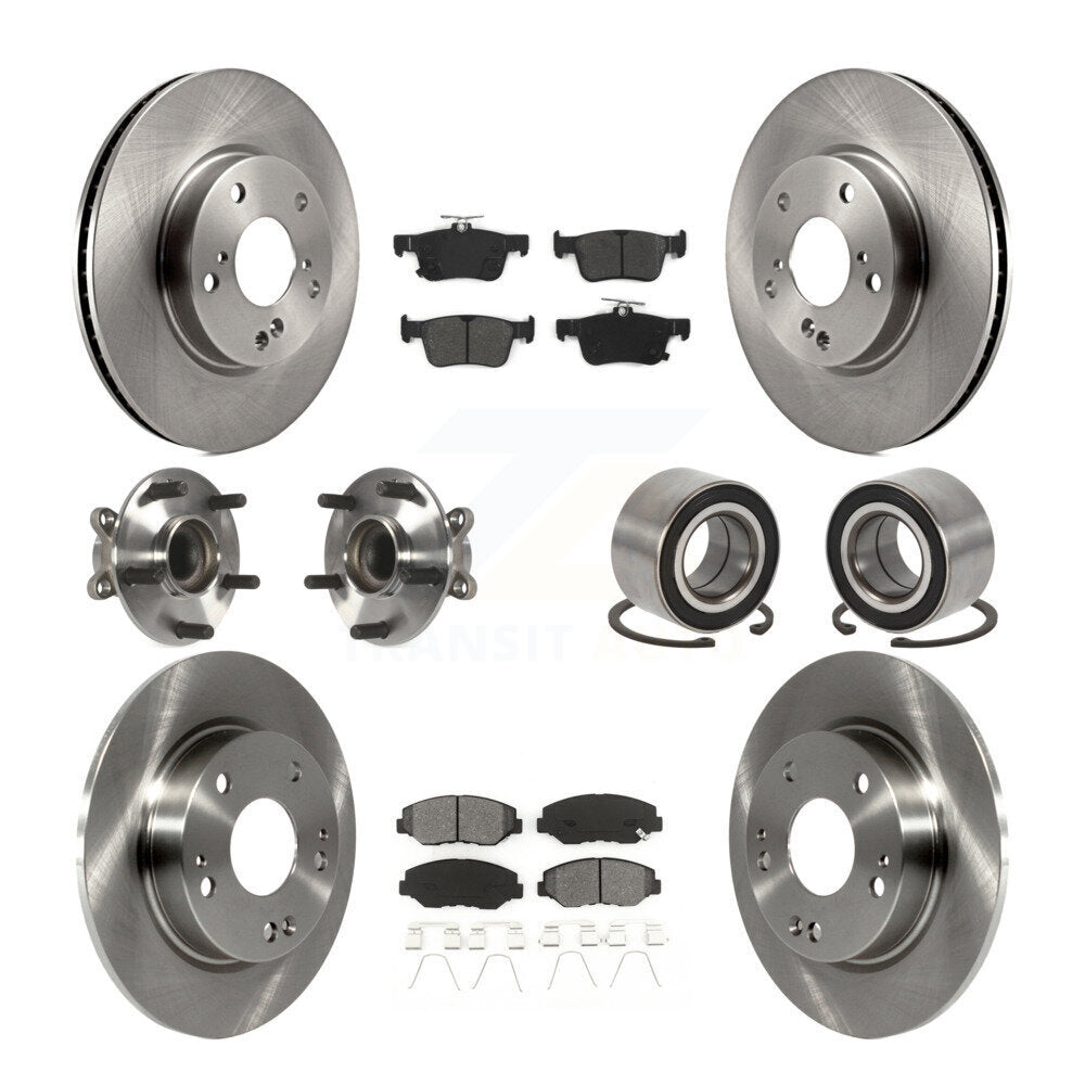 Wheel Hub Bearing Disc Brake Rotor And Pad Front Rear Kit (10Pc) For Honda Civic