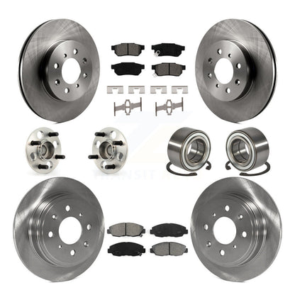 Hub Bearing Brake Rotor Pads Front Rear Kit (10Pc) For Acura EL With 4 Wheel ABS