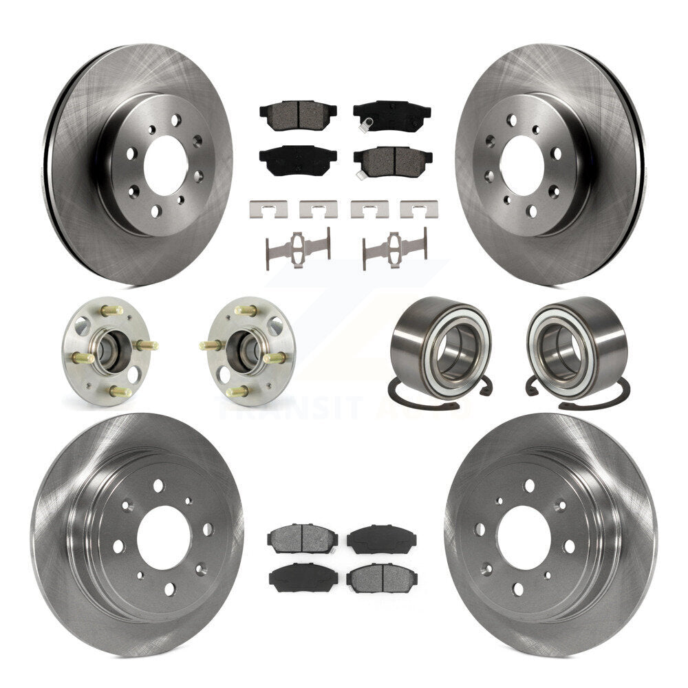 Hub Bearing Brake Rotor Pads Front Rear Kit (10Pc) For Acura Integra Honda Civic