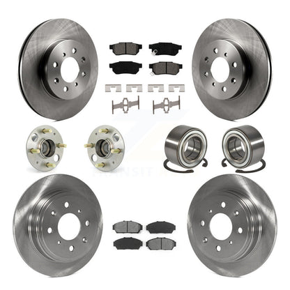Hub Bearing Brake Rotor Pads Front Rear Kit (10Pc) For Acura Integra Honda Civic