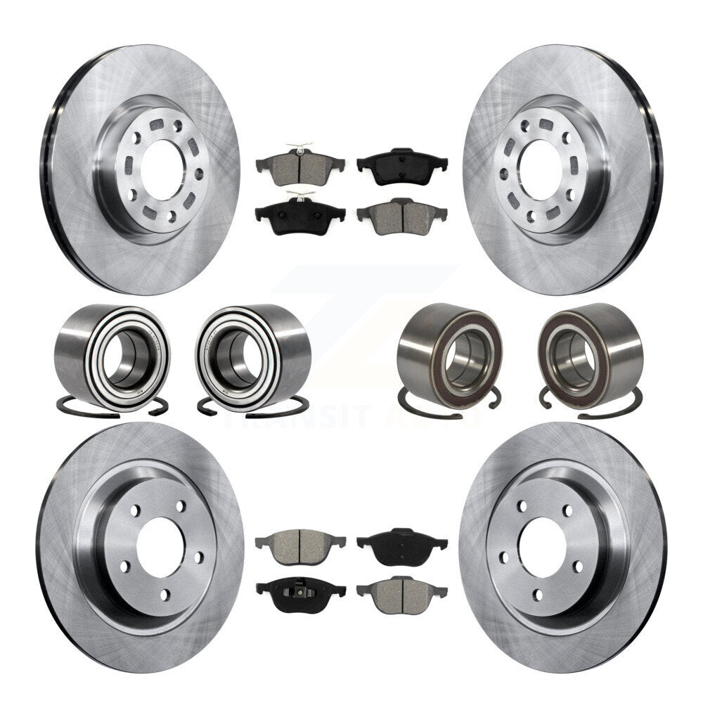 Bearing Disc Brake Rotor And Semi-Metallic Pad Front Rear Kit (10Pc) For Mazda 5
