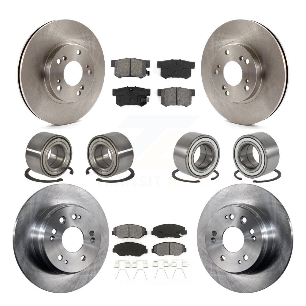 Wheel Bearings Disc Brake Rotors And Pads Front Rear Kit (10Pc) For Honda CR-V