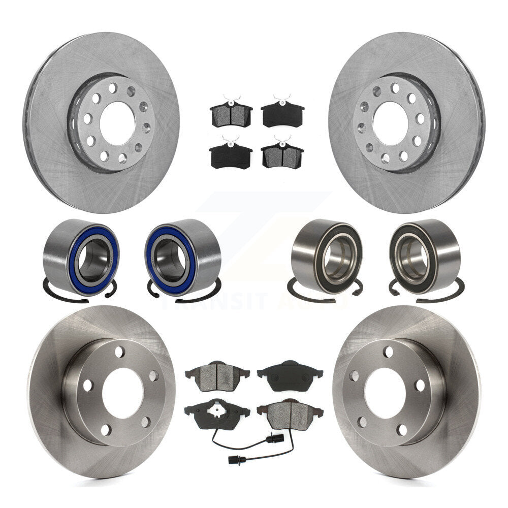 Bearings Disc Brake Rotors And Pads Front Rear Kit (10Pc) For Volkswagen Passat