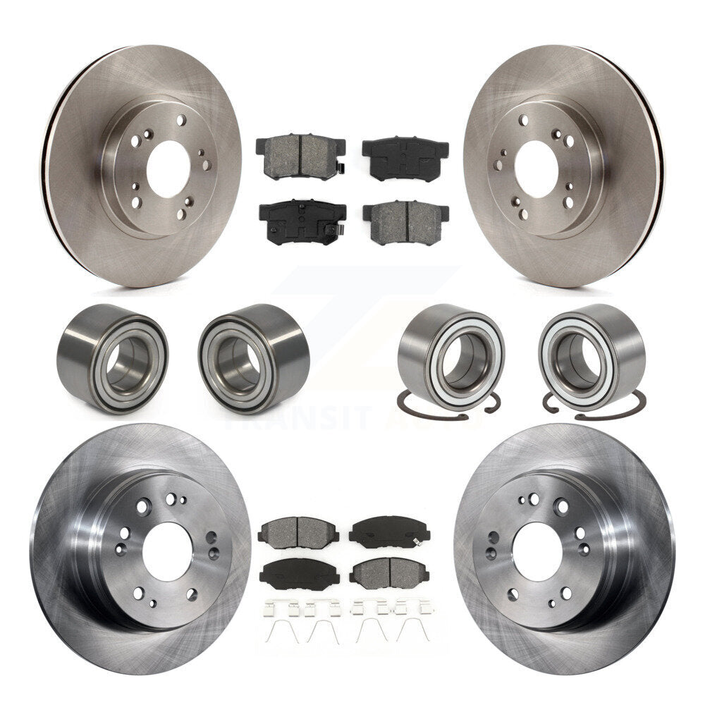 Wheel Bearings Disc Brake Rotors And Pads Front Rear Kit (10Pc) For Honda CR-V