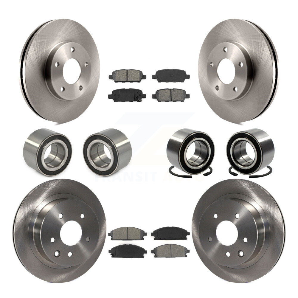 Wheel Bearing Disc Brake Rotor And Pads Front Rear Kit (10Pc) For Nissan X-Trail