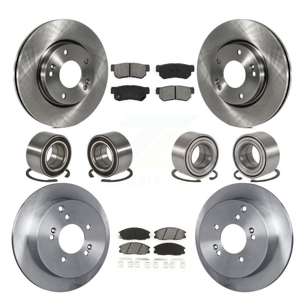 Bearing Brake Rotor Pad Front Rear Kit (10Pc) For 2001-2006 Hyundai Santa Fe 4WD