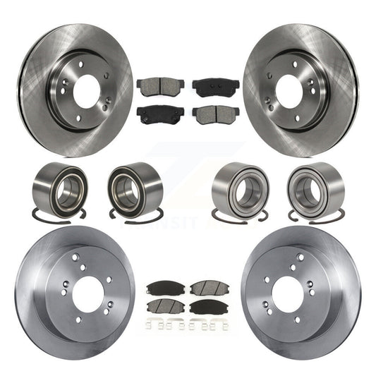 Bearing Brake Rotor Pad Front Rear Kit (10Pc) For 2001-2006 Hyundai Santa Fe 4WD