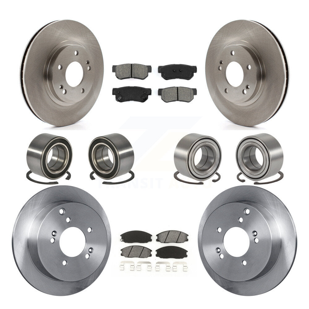 Bearing Brake Rotor Pad Front Rear Kit (10Pc) For 2001-2006 Hyundai Santa Fe 4WD