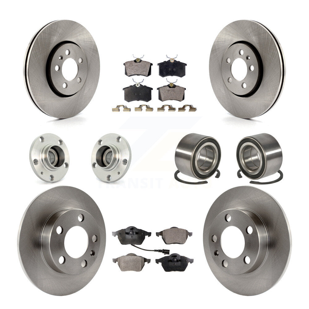 Hub Bearing Brake Rotor And Pad Front Rear Kit (10Pc) For Volkswagen Golf Beetle