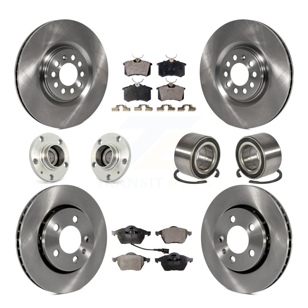 Hub Bearing Brake Rotor & Pads Front Rear Kit (10Pc) For Volkswagen Golf Audi TT