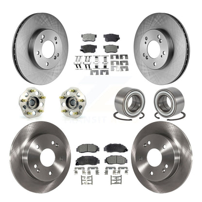Hub Bearing Brake Rotor & Pads Front Rear Kit (10Pc) For 1997-2001 Honda Prelude
