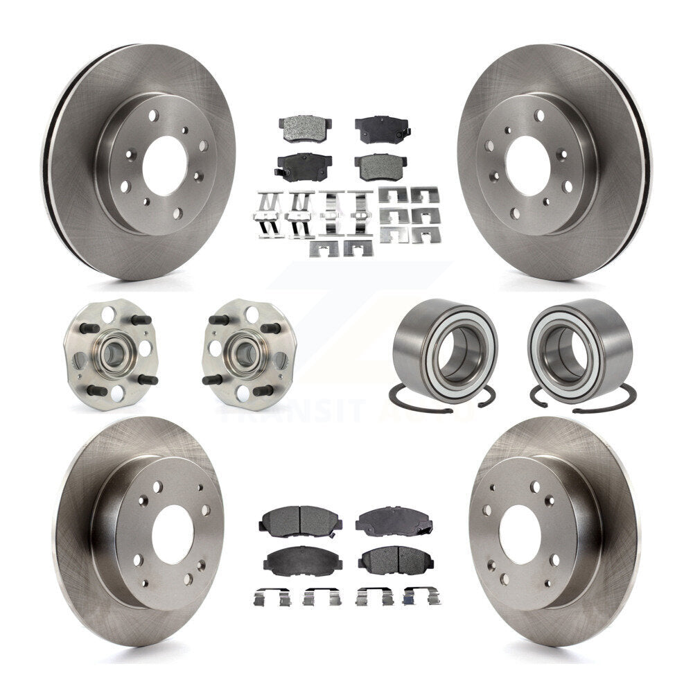 Hub Bearings Disc Brake Rotors And Pads Front Rear Kit (10Pc) For Honda Accord
