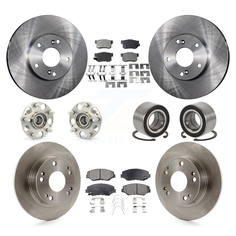 Hub Bearings Disc Brake Rotors And Pads Front Rear Kit (10Pc) For Honda Accord