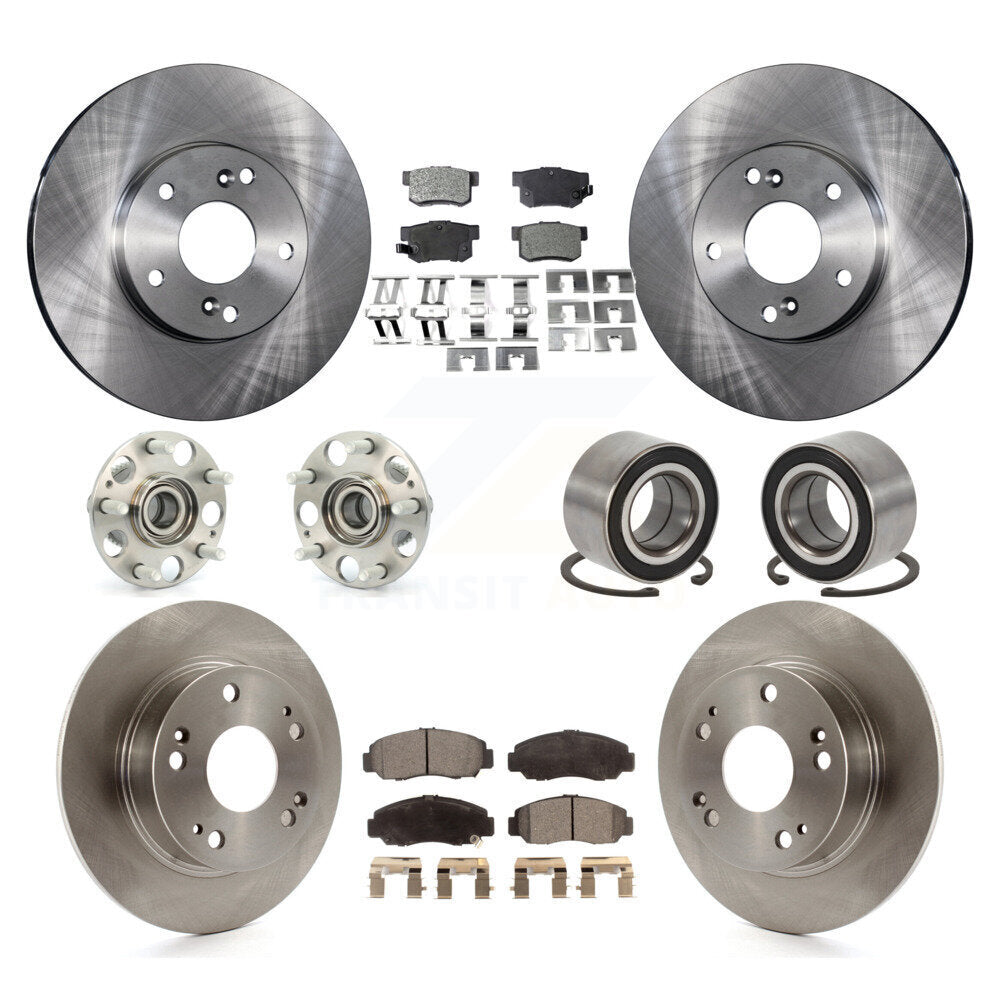 Hub Bearings Disc Brake Rotors And Pads Front Rear Kit (10Pc) For Honda Accord
