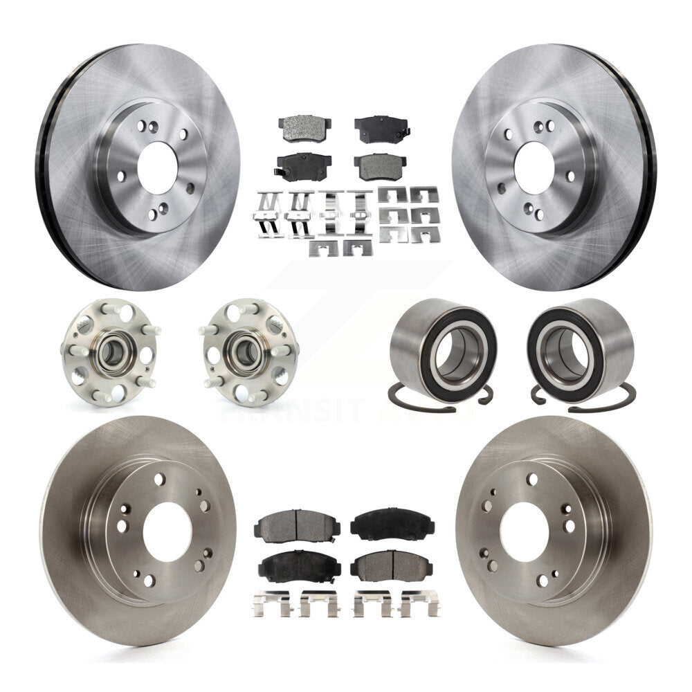 Hub Bearings Disc Brake Rotors And Pads Front Rear Kit (10Pc) For Honda Accord
