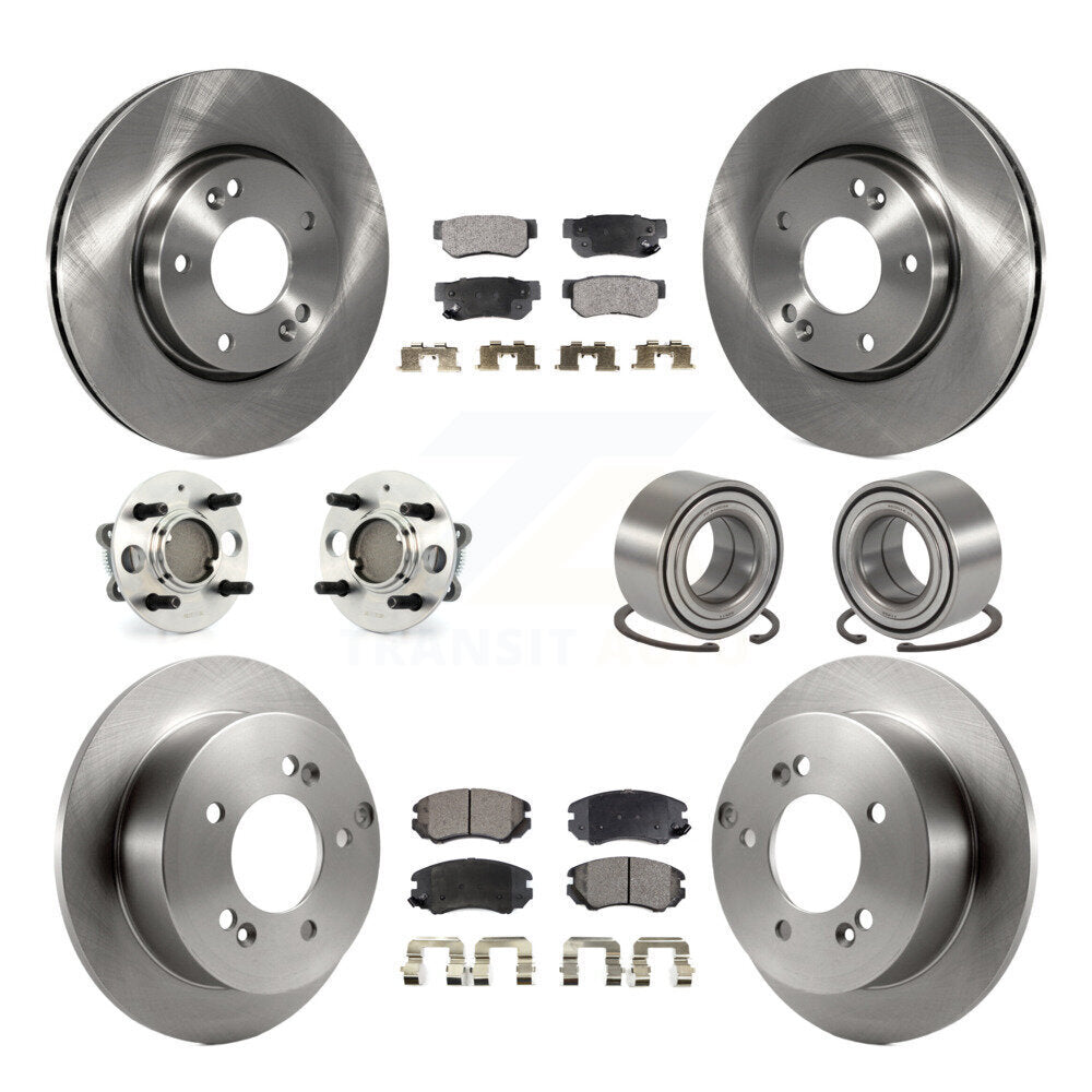 Hub Bearing Brake Rotor Pad Front Rear Kit (10Pc) For Hyundai Sonata 4-Wheel ABS