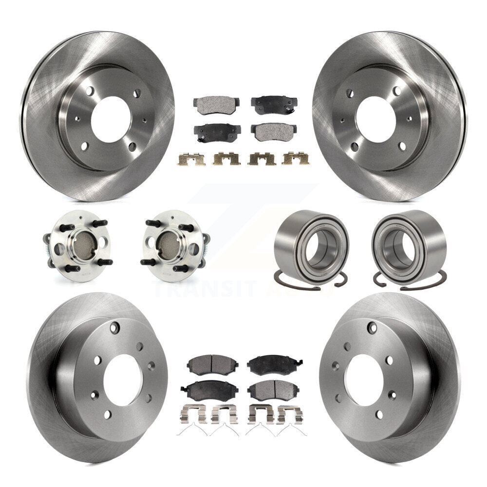 Hub Bearing Brake Rotor Pad Front Rear Kit (10Pc) For Hyundai Sonata 4-Wheel ABS
