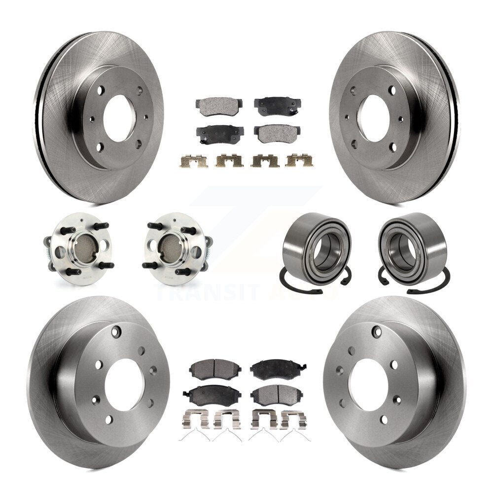 Hub Bearings Disc Brake Rotors And Pads Front Rear Kit (10Pc) For Hyundai Sonata