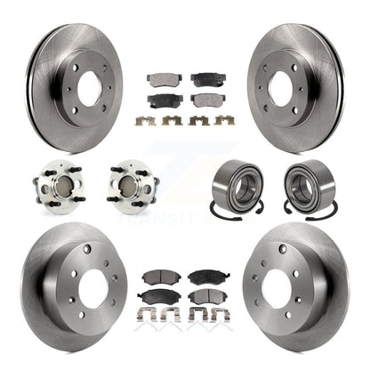 Hub Bearings Disc Brake Rotors And Pads Front Rear Kit (10Pc) For Hyundai Sonata