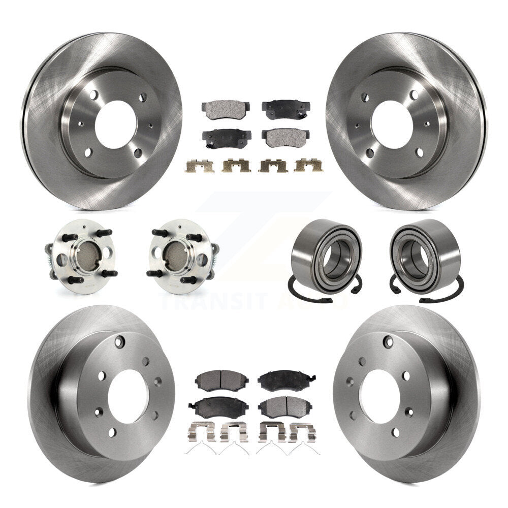 Hub Bearing Brake Rotor Pads Front Rear Kit (10Pc) For Hyundai Sonata Kia Optima