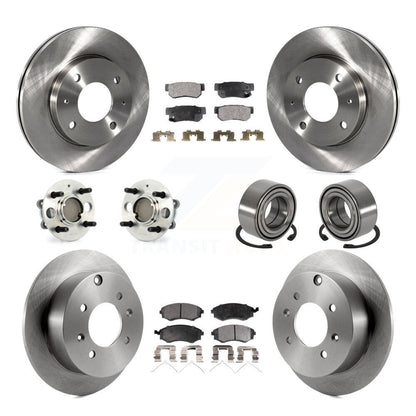 Hub Bearing Brake Rotor Pads Front Rear Kit (10Pc) For Hyundai Sonata Kia Optima