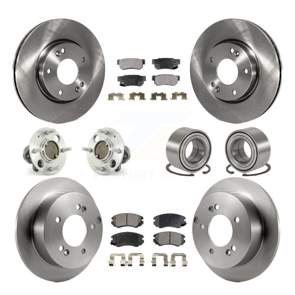 Hub Bearing Brake Rotor Pads Front Rear Kit (10Pc) For 05 Hyundai Sonata Non-ABS