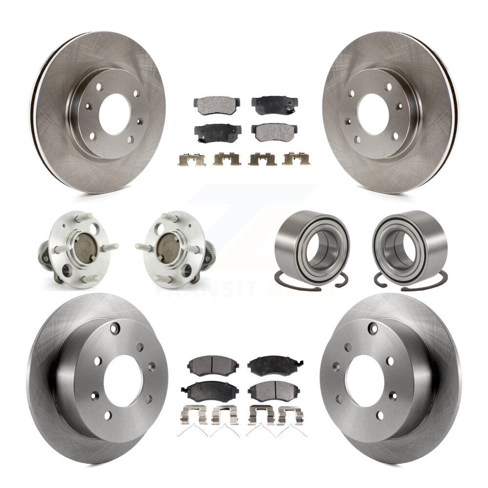 Hub Bearing Brake Rotor Pad Front Rear Kit (10Pc) For Hyundai Sonata To 09 03