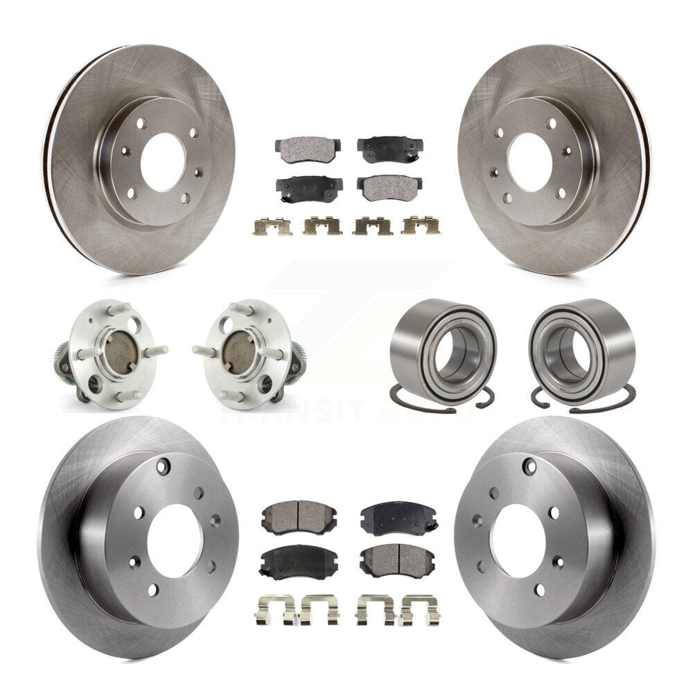 Hub Bearing Brake Rotor Pads Front Rear Kit (10Pc) For Hyundai Sonata Kia Optima