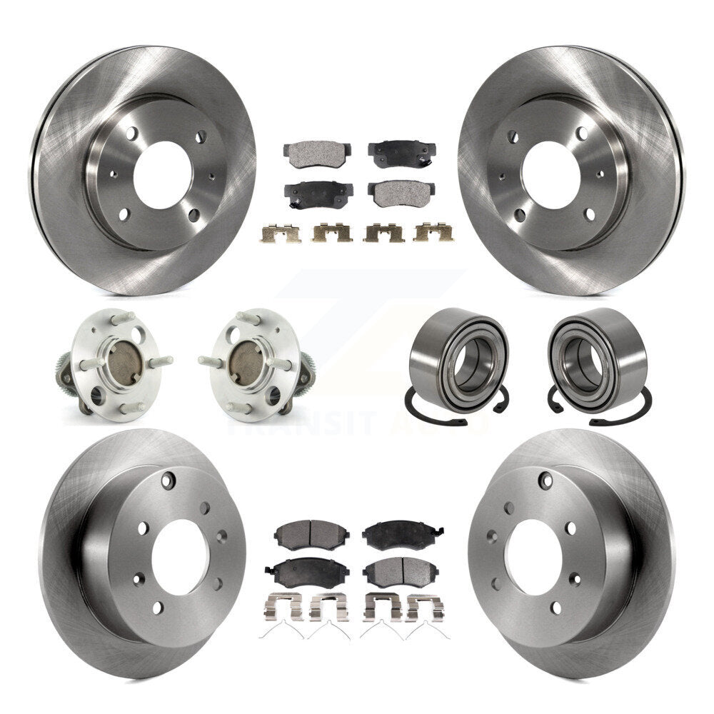 Hub Bearing Brake Rotor Pads Front Rear Kit (10Pc) For Hyundai Sonata Kia Optima