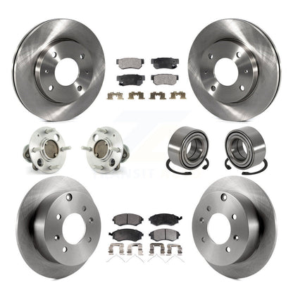 Hub Bearing Brake Rotor Pads Front Rear Kit (10Pc) For Hyundai Sonata Kia Optima