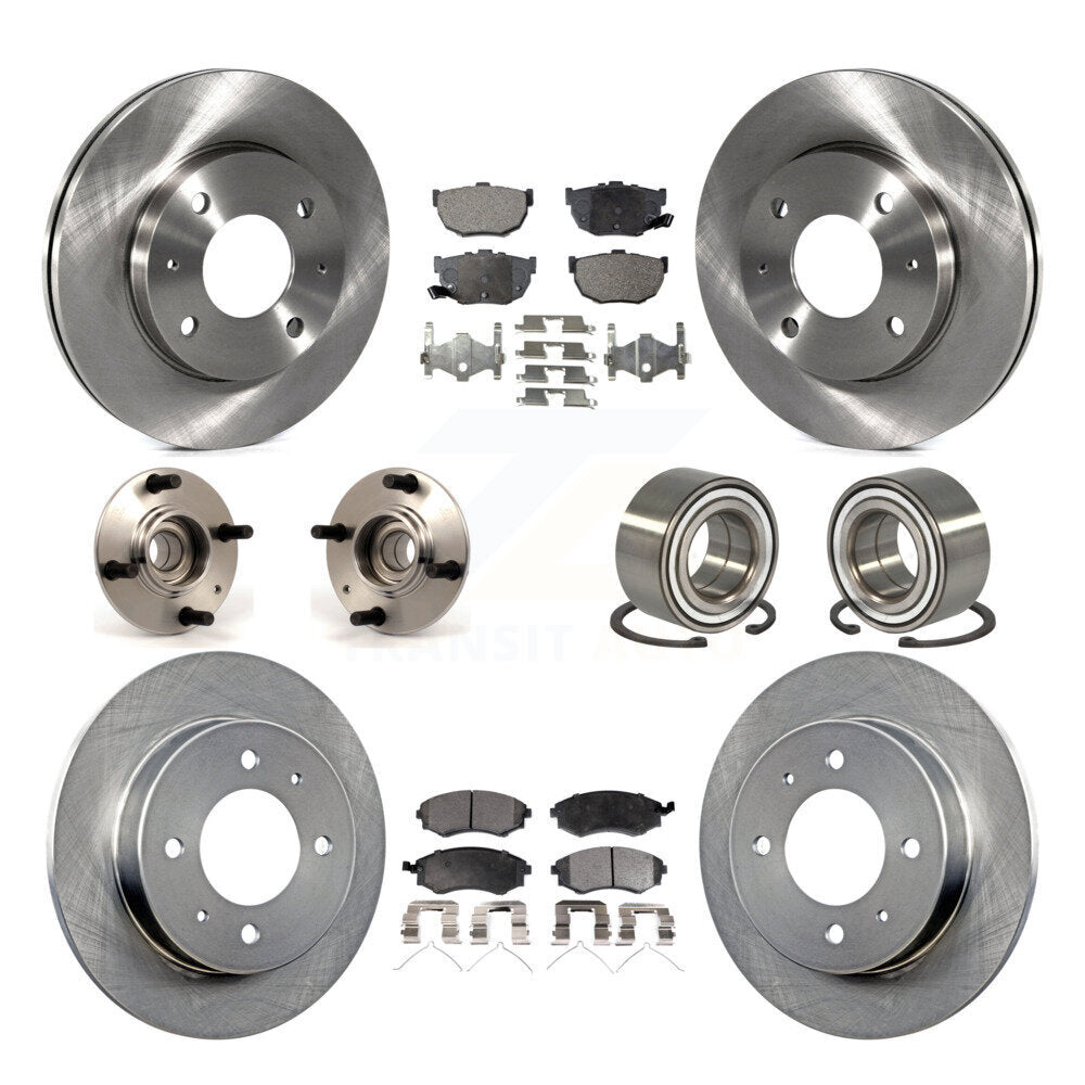 Hub Bearing Disc Brake Rotors And Pads Front Rear Kit (10Pc) For Hyundai Elantra