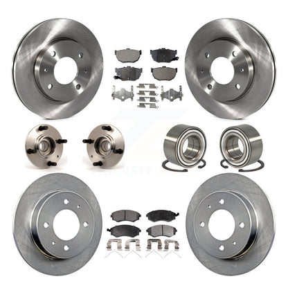 Hub Bearing Disc Brake Rotors And Pads Front Rear Kit (10Pc) For Hyundai Elantra