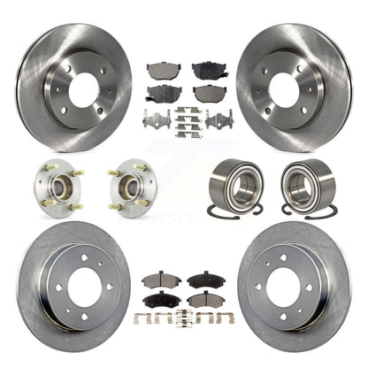 Hub Bearing Disc Brake Rotors And Pads Front Rear Kit (10Pc) For Hyundai Elantra